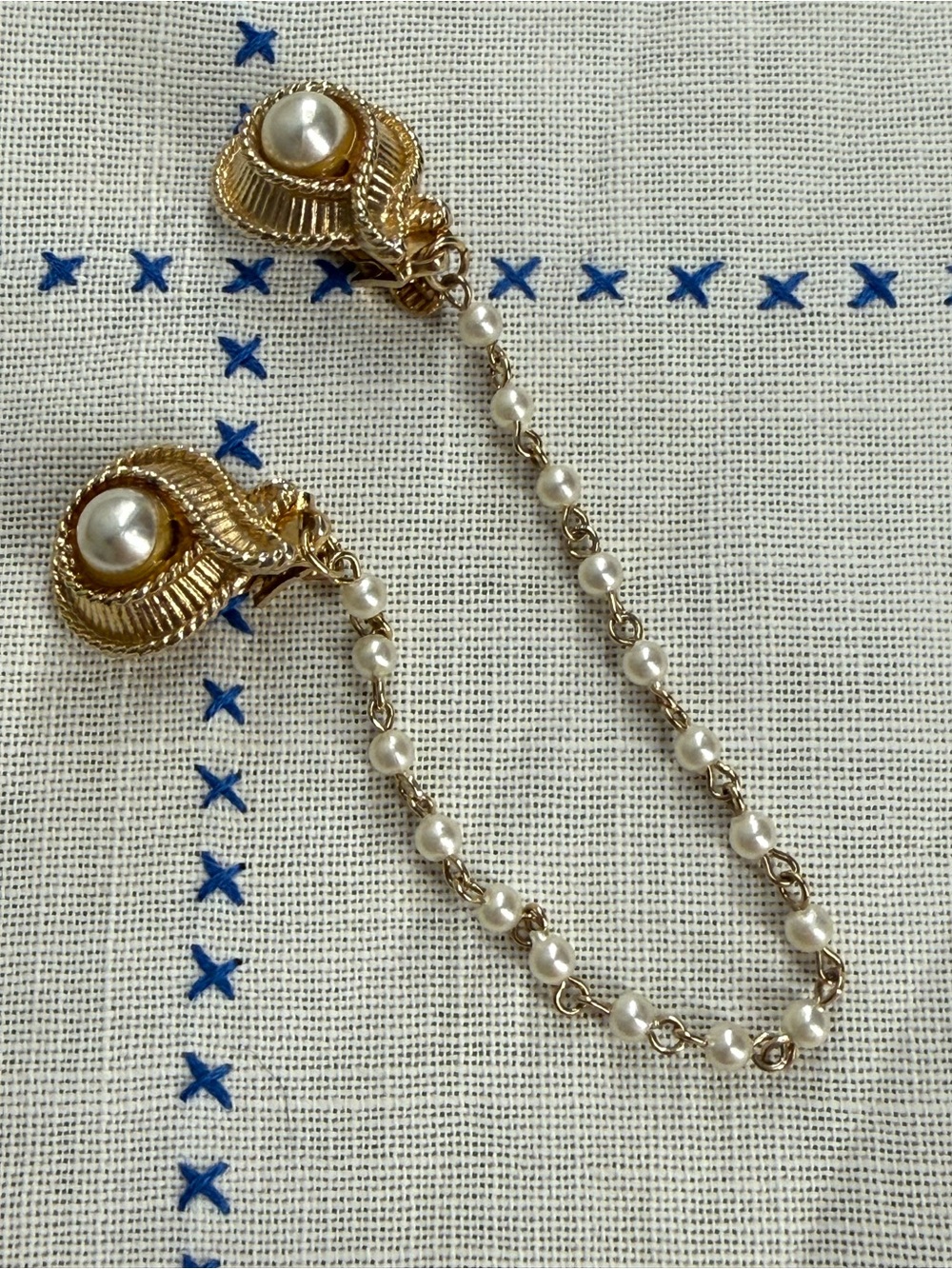 Vintage Gold and Pearl Sweater Clips - Elegant Women’s Jewelry